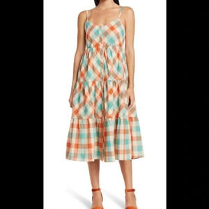 MAISIE nordstrom spaghetti strap button Midi dress multi color size small